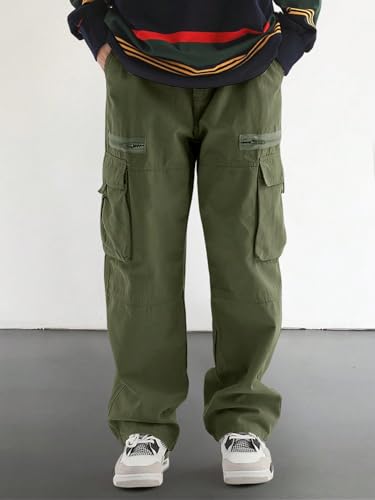 Image of Q - RIOUS Cotton Casual Cargo Pants for Men - Multi-Pocket Style