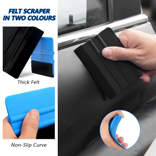 8 Stück Rakelset Zum Folieren, TöNungsfolie Auto Set, Car Wrapping Folie Filzrakel, Kalpell mit 10 Klingen, Folienschneider PräZisionsmesser, Folierungs Werkzeug für Auto-Wrapping und Handwerk