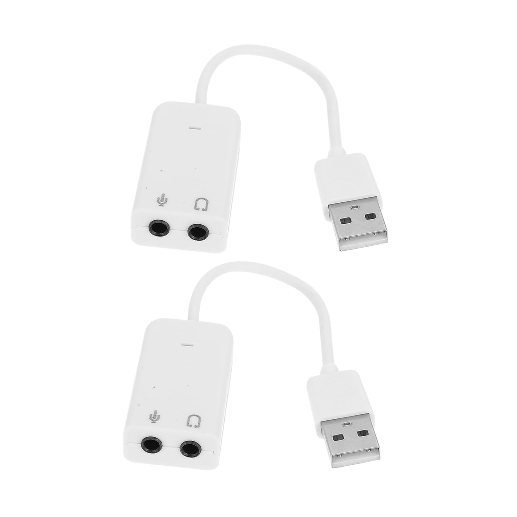 VILLCASE 2pcs Independent USB Sound Card Adapter for Laptop Desktop Durable External Audio Device with Noise Reduction Plug Play Microphone Input Headphone Output