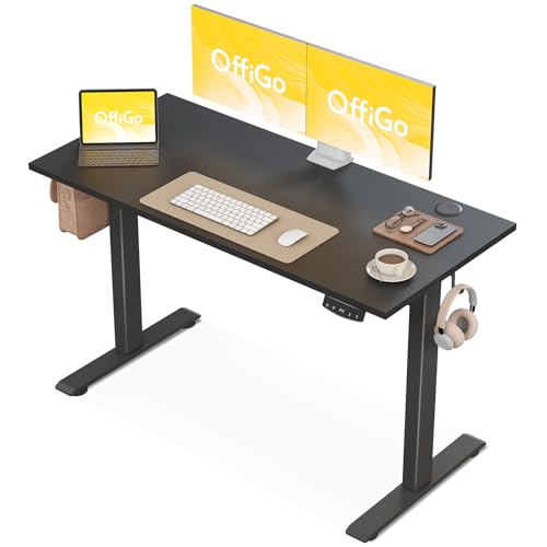 OffiGo Escritorio Elevable, Mesa Elevable Escritorio 120 cm, Escritorio Ergonómico con Función de Memoria, Standing Desk, Moderno Mesa Ordenador para el Hogar y la Oficina, Negro