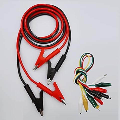 Double Ended Alligator Clips, Dual Ended Crocodile Wire Cable with Insulators Clips Test Copper Cable for Electrical Testing(7PCS) Cover