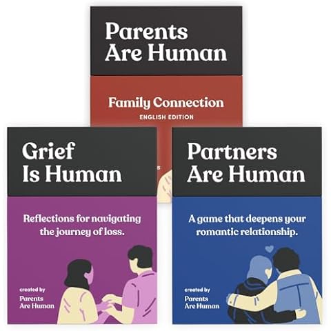 Partners & Grief & Parents Are Human Bundle | Conversation Cards for Children, Parents & Romantic Relationships | Family Card Games for Communication | English Cover