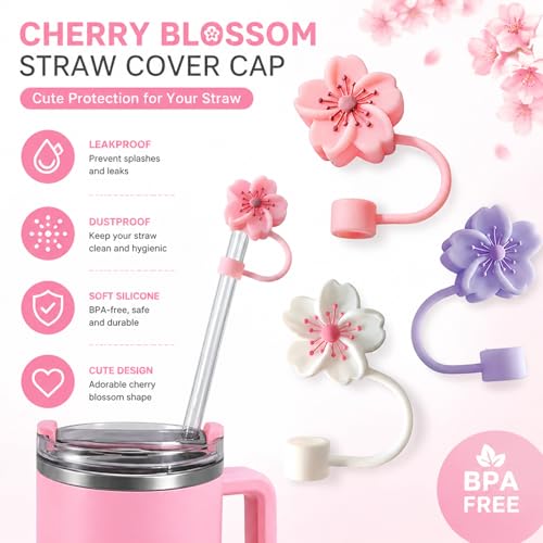 Image of BTYHAOS Straw Covers, Dust Proof Straw Toppers Fit Stanley 30 40oz Tumbler | COMPATIBLE WITH STANLEY 30OZ & 40OZ - Designed for 10mm straws on Stanley tumblers. Also fits most 10mm reusable straw