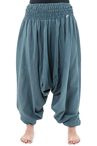 FANTAZIA Pantalon Sarouel Elastique uni Aladin sarwel Indien - Taille Unique Gris-Bleu