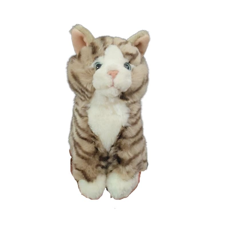 Chaton gris réaliste en peluche pour décorer une chambre