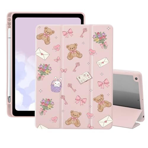 Étui iPad 11 2025 et iPad 10 Mignon Rose avec Porte-Crayon