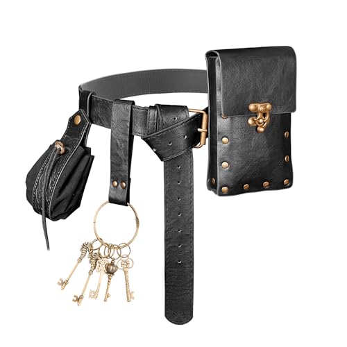 Renaissance Belt, Leather Vintage Renaissance Accessories with Decorative Key for