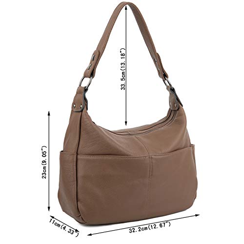 Yaluxe Women's Double Zipper Shoulder Bag Cowhide Leather Small Handbag With Multiple Pockets #TOP5