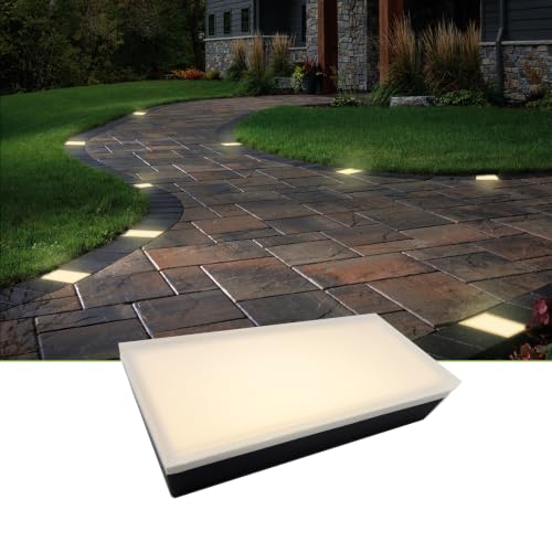 Image of LUMENGY Paver Light 4x8 Inch (3.85 x 7.79), 2700K Warm White, Glare-Free Brick Lighting for Driveways, Walkways, Pool Decks and Patios, 12V Hardwired, IP67 Waterproof, Drive-Over Rated