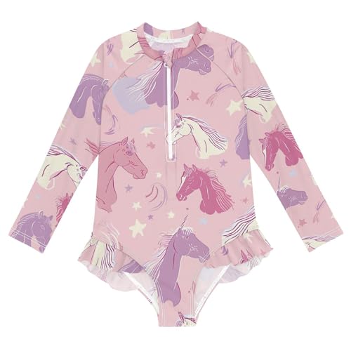 Image of Girls One Piece Swimsuits Long Sleeve Swimsuit Zipper Bathing Suits Swimwear