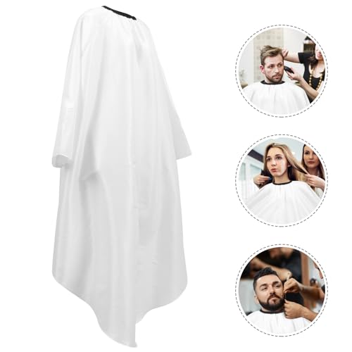 Capa de peluquería impermeable para corte de cabello, capa blanca de salón para adultos, para uso en barbería miniatura 6