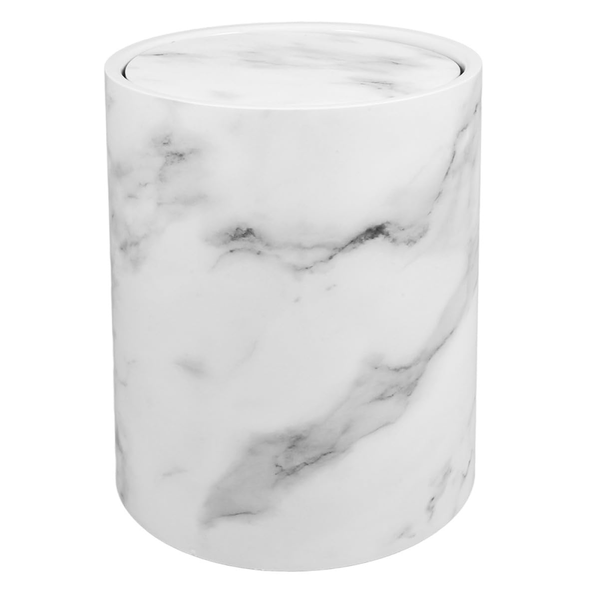 Marble Pattern 15l Wastebasket with Flip Lid, White Thickened Garbage Bucket for Living Room, Kitchen, Bathroom, Office Trash Storage Bin
