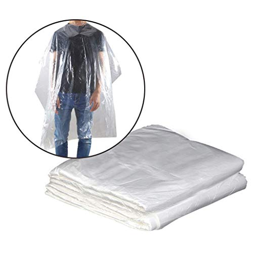 50/100PCS Waterproof Disposable Hair Salon Capes 90 120cm Transparent Haircut Cloth Washing Pads Shampoo Cape for Home Salon (100PC)