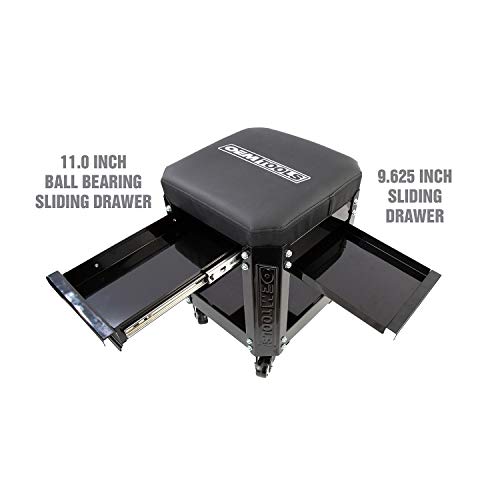 Oemtools 24994 Workshop Creeper Seat (Black), Mechanics Stool With Wheels, Rolling Work Seat With Built In Toolbox, Mechanic Roll Chair With Cupholder #TOP1