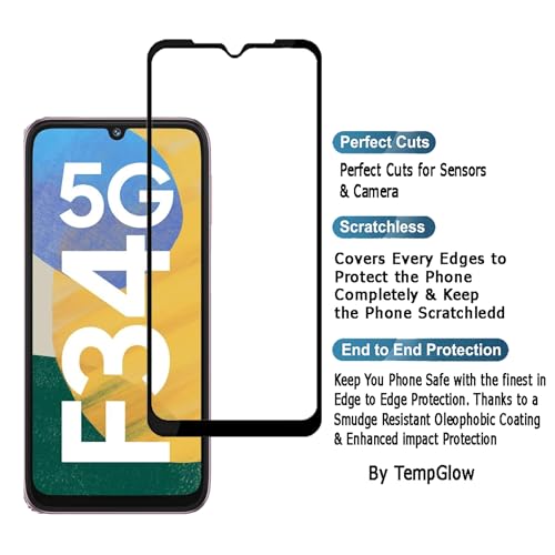 Image of Screen Protector for Samsung Galaxy F34 5G (Black) Tempered Glass Edge-to-Edge 6D Screen Guard With Installation Kit.