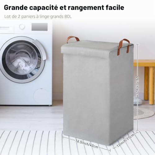Panier à linge pliable avec couvercle pour ranger le linge - 3