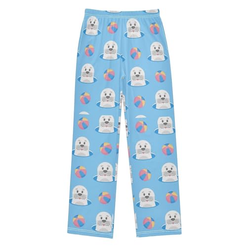 ZZXXB Seal and Balloon Boys Long Pants Soft Trousers Elastic Waist Kids Lounge Bottoms with Pockets S-XL