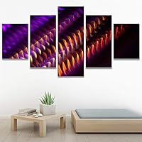 SIGNWIN 5 Panel Canvas Wall Art Modern Art Abstract Closeup Geometric Lights Mixed Media Modern Multicolor for Home Decorations Ready to Hang - 60