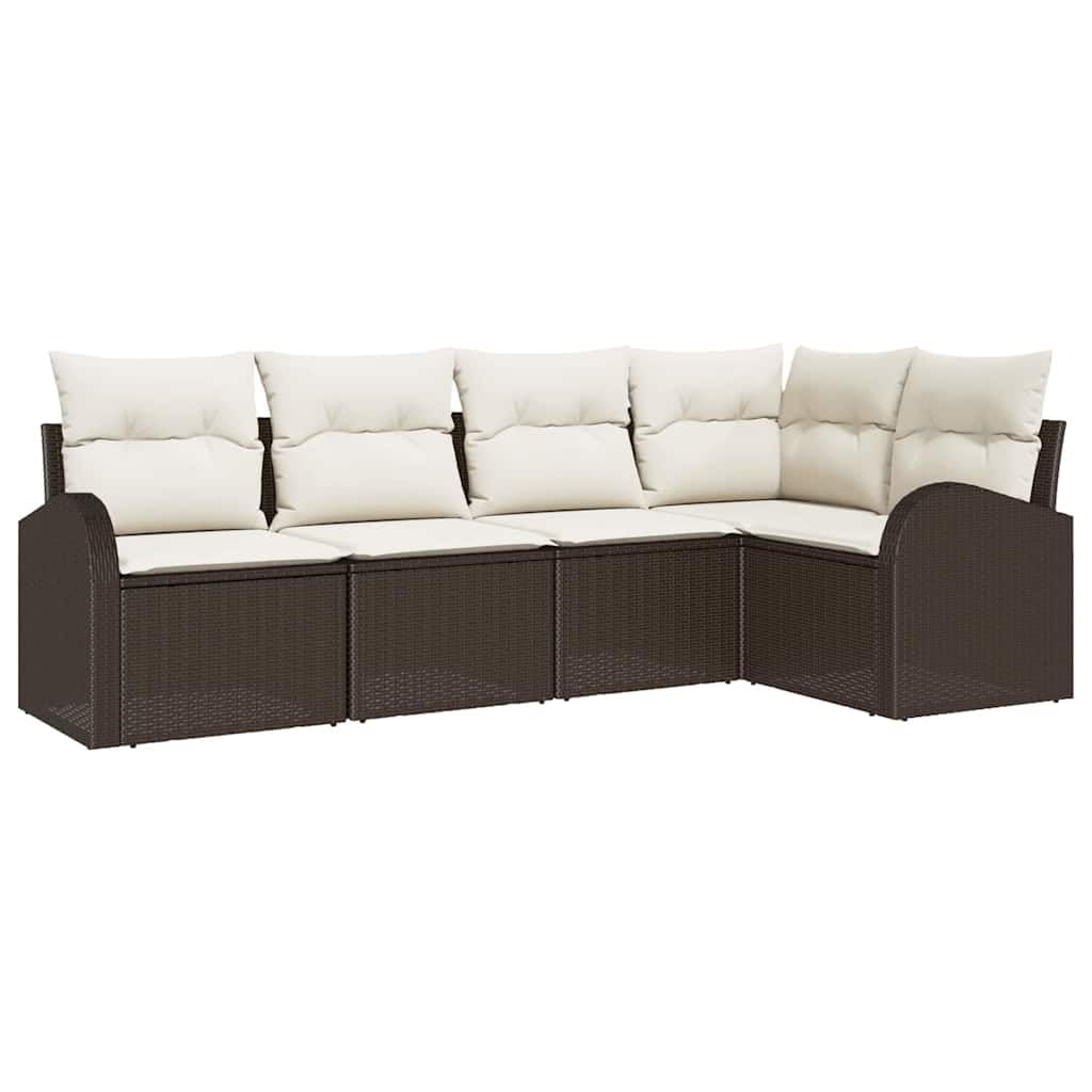 Canapé de jardin modulaire résine tressée cadre acier 5 pcs
