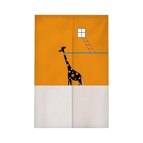 Türvorhang Orange Giraffe Print Küchenvorhänge Polyester Raumteiler Vorhang Kurz Scheibengardinen mit Teleskopstange Vorhänge Kurz Türvorhang Insektenschutz Fliegenvorhang Terrassentür 85x180cm