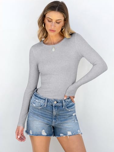 Image of ANRABESS Women Long Sleeve Shirts Rib Knit Slim Fit Tops Basic Tee Spring Outfits Casual T-Shirt Underscrubs Layer Clothes