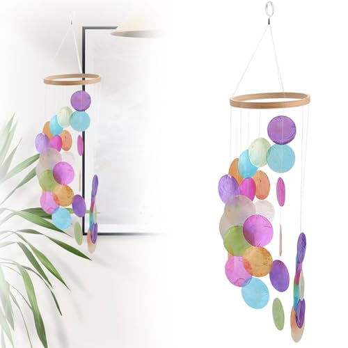 Campanello Vento Conchiglia Esterni, Scacciapensieri Capiz, Campanello a Vento, Fatto a Mano, Come Regalo, Per Uso Interno Ed Esterno, Per Finestra, Parete, Stanza, Terrazza e Balcone, Colorato