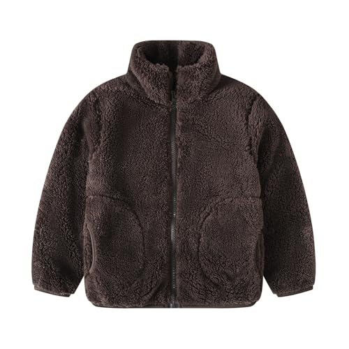 Kids Fleece Jacket Zip Up Warm Plush Coat Fall Winter Outwear Boys Girls Stand Collar Sherpa Jackets with Pockets