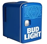 CURTIS MIS152BULT Bud Light, Mini Portable Compact Personal Fridge Cooler, 4 Liter Capacity Chills Six 12 oz Cans, 100% Freon-Free & Eco Friendly, 6, Navy