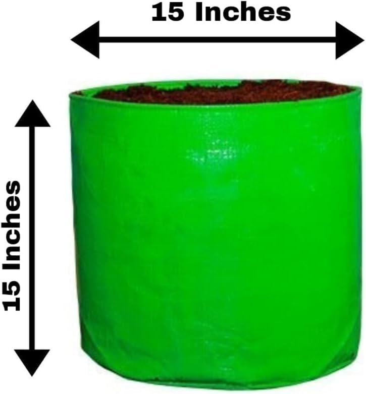 Image of Grow Bags 15x15 inch, Premium HDPE 225 GSM for Terrace Gardening, UV Stabilized Plant Bags for Vegetables and Flowers, 4-6 Years Life (Pack of 7, 15x15)