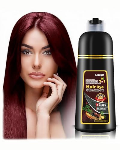 Leorx 3-in-1 Hair Dye Shampoo Dark Wine Red
