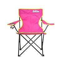 just be... Camping Chair – Lightweight, Foldable & Portable Outdoor Seat with Armrests, Cup Holder & Carry Bag | For Adults & Kids | Garden, Beach, BBQ & Fishing – Dark Pink with Yellow Trim