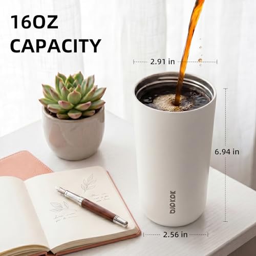 Image of BJPKPK 3 Pack 16oz Insulated Coffee Mug, Stainless Steel Tumbler, Leakproof