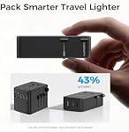 Adaptateur de voyage universel, Adapteur de puissance international avec 1 AC Déplacement, 1 USB-A & 2 USB-C Ports, travaux dans 150+ Pays (US/EU/UK/AU), Pas un convertisseur de tension