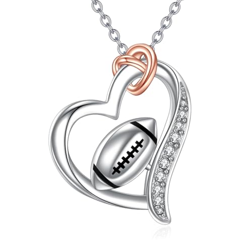 Collier de football argent 925 bijoux de sport pendentif rugby cadeau femmes fans