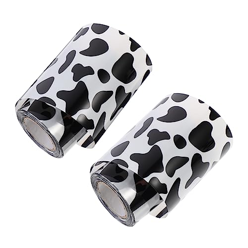 Sosoport Plastic Mousse Cake Rims 2 Rolls of Cow Pattern Edges Easy to Peel for Baked Goods