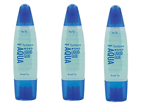 Tombow 52180 MONO Aqua Liquid Glue, 1.69 Ounce, 1-Pack. Dual Tip Dispenser for Precise to Full Coverage Application that Dries Clear. (3-Pack)