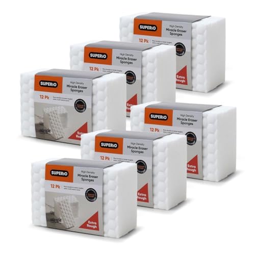 Image of Superio High-Density Miracle Eraser Sponges - 72 Count - Powerful, Long-Lasting Scrubbers for Stubborn Dirt