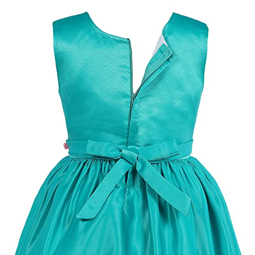 Image of Hopscotch Baby Girls Cotton Floral Applique Sleeveless Party Knee-Length Dress
