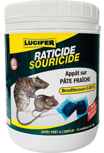 Raticide Souricide Pâte Fraîche 150g – Brodifacoum 0,001% – Appât Puissant pour Rats et Souris – Intérieur & Extérieur – Elimine Rongeurs Rapidement