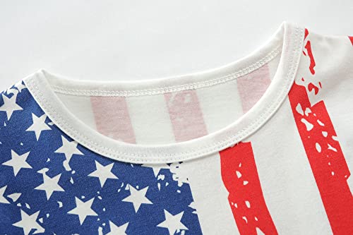 Patriotic T-Shirts Toddler Girls 4th of July Shirts Summer Tees Kids American Flag Tops3