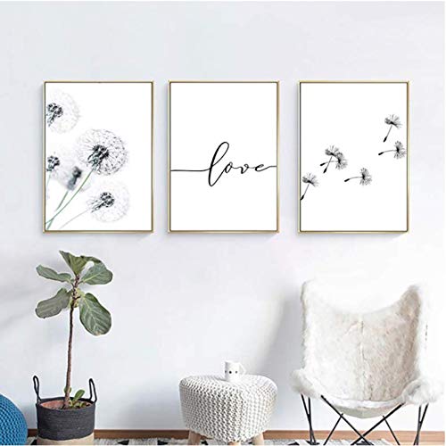 Peinture pissenlit amour affiche murale moderne deco salon toile 50x70cm