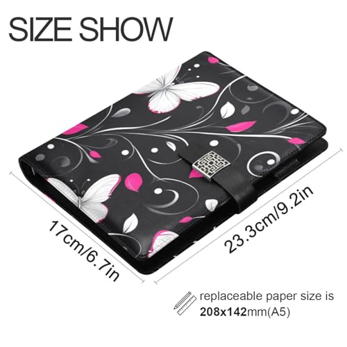 Carnet à spirales ligné en cuir noir imperméable de format 17x23 cm pour vos notes