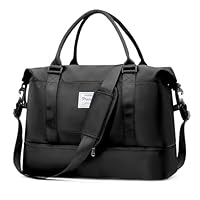 HPLQQ Borsone da Viaggio Donna Bagaglio a Mano Easyjet 45x36x20, Borsa Sportiva Borsone da Palestra con Scomparto per le Scarpe, Borsa da Weekend, Ospedale Parto, Danza,B1-Nero