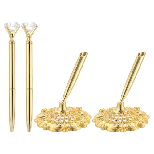 PATIKIL 2 Pcs Hollow Round Pen Metal Ballpoint Pens Set with Diam...