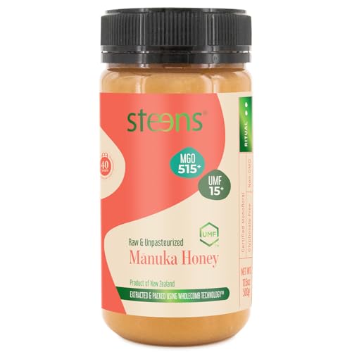 Steens 100% Pure New Zealand Raw Manuka Honey, MGO 515+ UMF 15+, 17.6 oz
