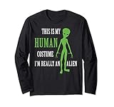 Perfect Alien Space Galaxy Shirt gift idea for husband, son, grandson, nephew, niece, daughter or granddaughter who will have a good alien party. Cute Halloween shirt costume gift This Is My Human Costume I'm Really An Alien Halloween Boys present.