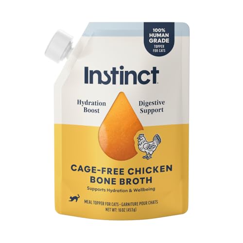 Instinct Bone Broth, Meal Topper for Cats, Human Grade - Cage-Free Chicken, 16 oz. Pouch