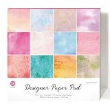 Desecraft 36 sheets 12x12 Paper Pad Pack Scrapbook Cardstock Decorative Paper - Bright Shimmer Watercolor- for Card Making Journaling Planner Origami Scrapbook Paper Scrapbooking Supplies