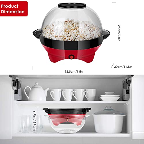 Electric Hot Oil Stirring Popcorn Maker，800W Popcorn Popper Machine With Measuring Cups And Large Lid, 6 Quart, Red, 34*29*13Cm, Rh-906 #TOP2