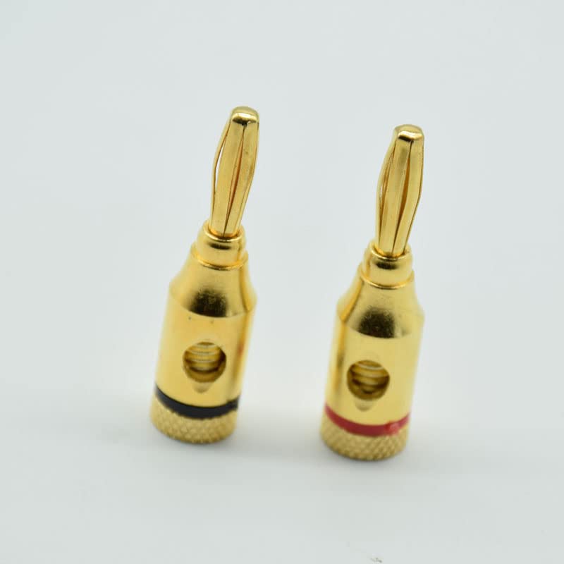 2 connettori per cavo altoparlante musicale a banana placcati in oro da 4 mm, 1 coppia, terminale a saldatura per amplificatore di altoparlante.